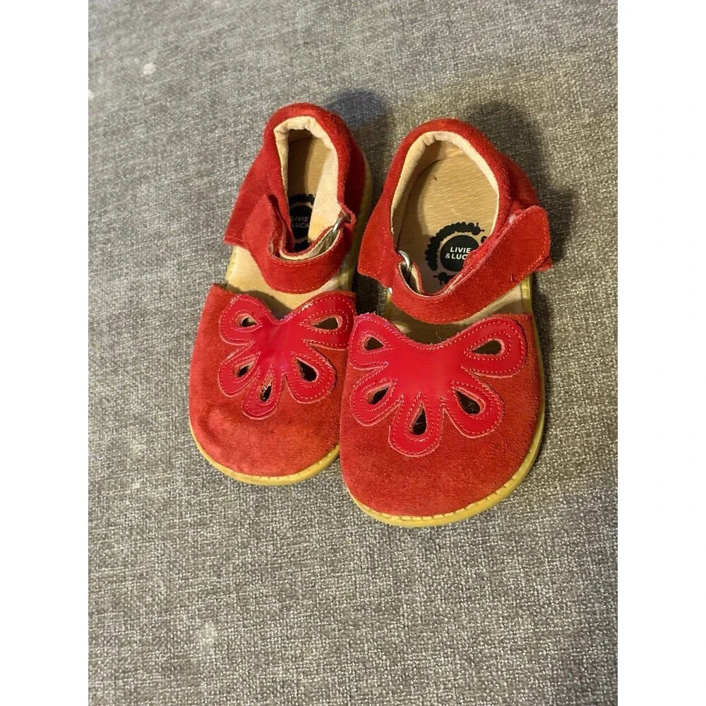Livie & Luca Red Leather Petal Mary Jane Flats Size 9